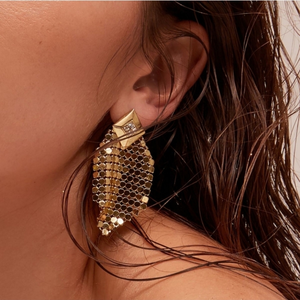 Express Luv AJ gold cascading chainmaille earrings